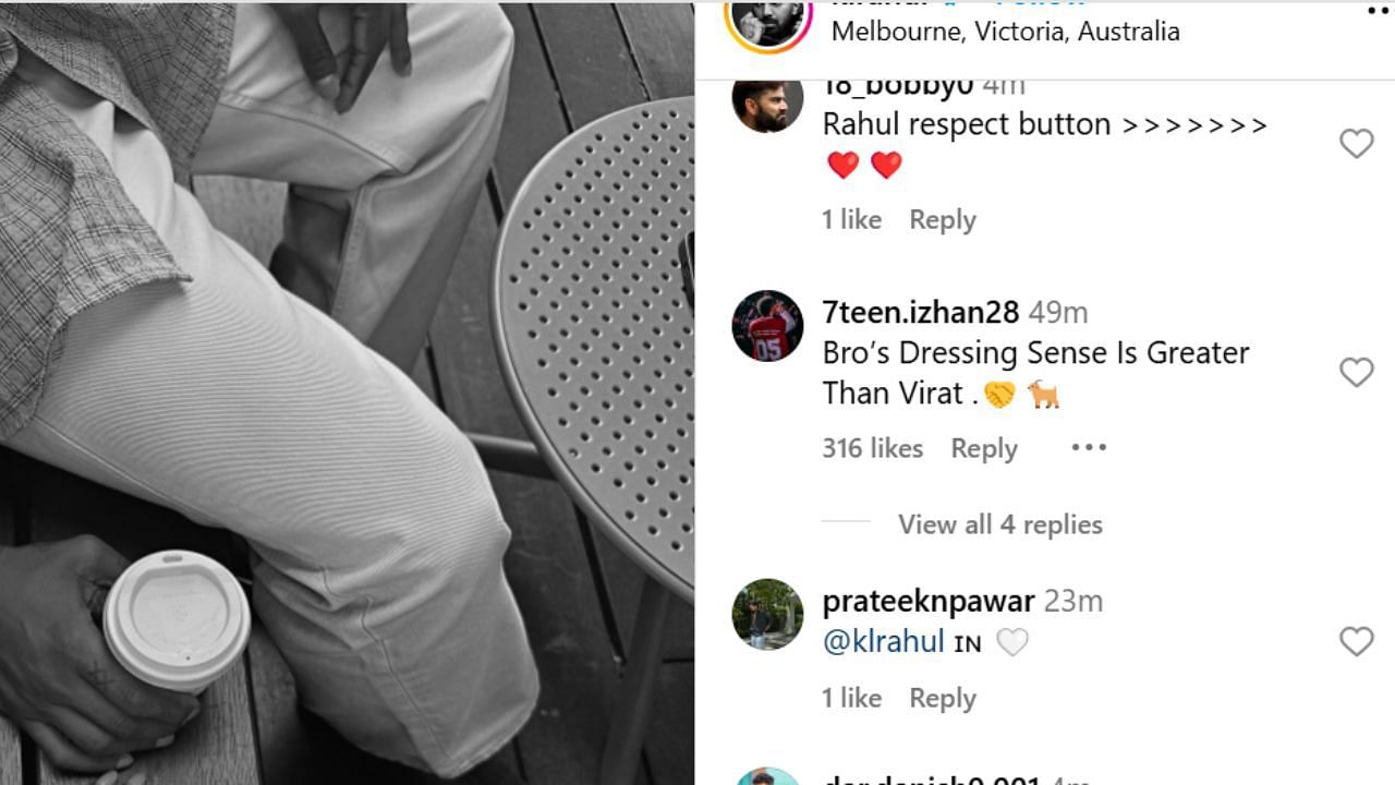 फैन ने केएल राहुल और विराट की तुलना में केएल राहुल को बेहतर बताया (photo credit: instagram/klrahul)